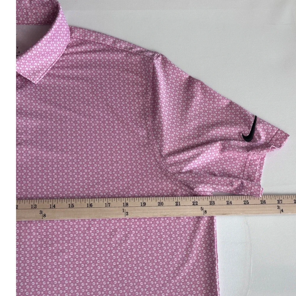 Nike Dri-FIT Mens Pink Geometric Swoosh Print Golf Polo Shirt IO1276-641 Large